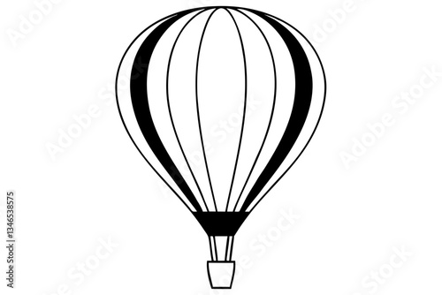hot air balloon line art silhouette vector illustration