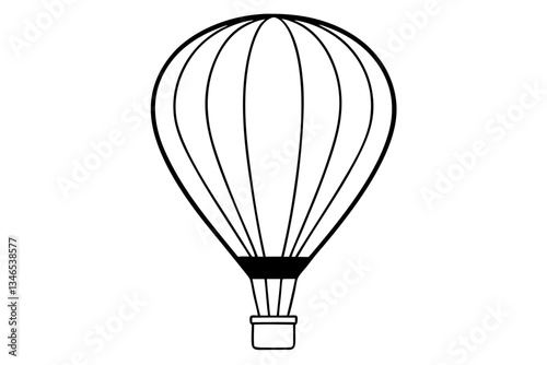 hot air balloon line art silhouette vector illustration