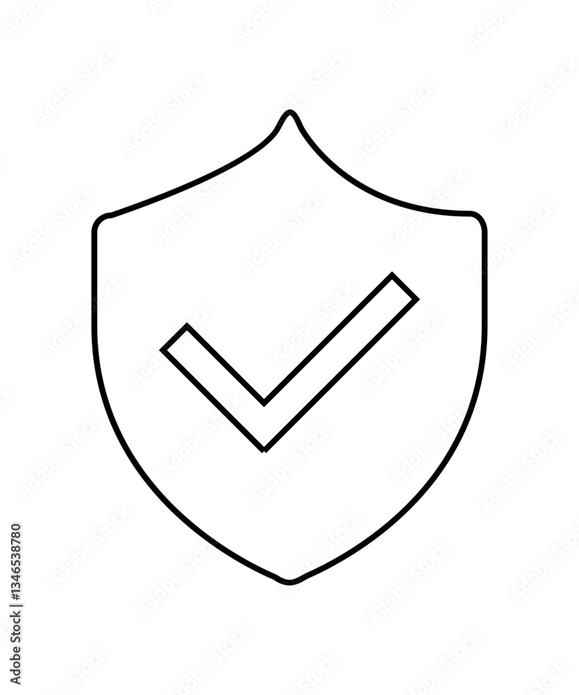 Shield icon with thin outline Shield icon with thin outline