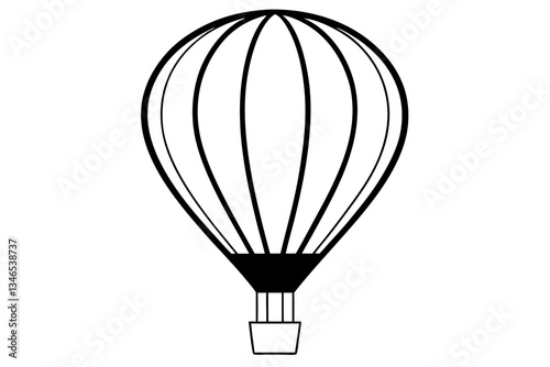hot air balloon line art silhouette vector illustration