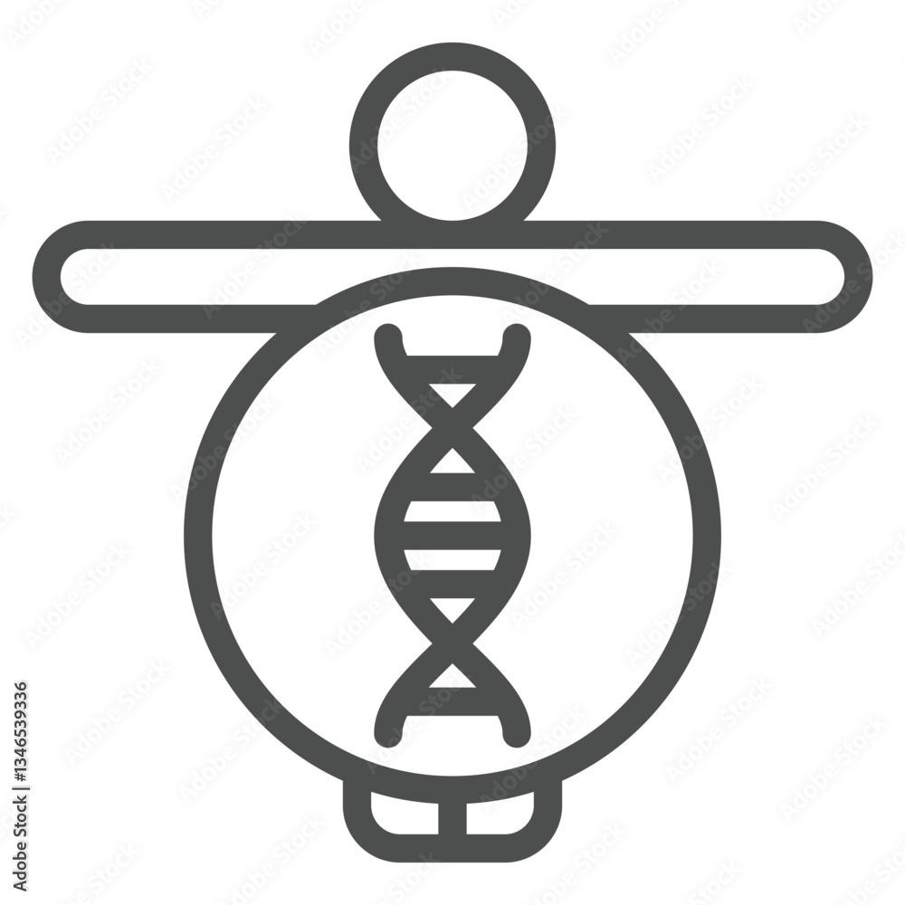 Human with DNA chain bubble line icon, genetic research concept. Vector graphics. Man DNA structure test sign on white background, outline style icon for mobile or web design. Human with DNA chain bubble line icon, genetic research concept. Vector graphics. Man DNA structure test sign on white background, outline style icon for mobile or web design.