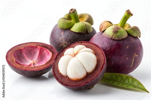 Ripe purple figs, a sweet and healthy fruit isolated on a white background
