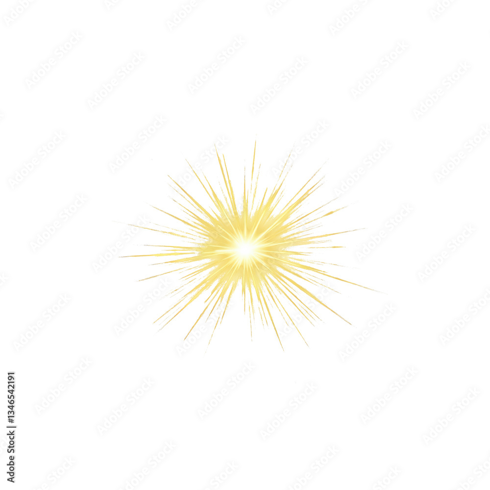 Fototapeta premium Radiant Golden Spark Burst with Glowing Starburst Effect on Transparent Background
