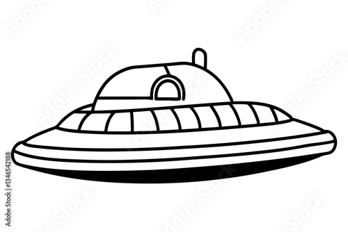 Tableau sur toile hovercraft line art silhouette vector illustration