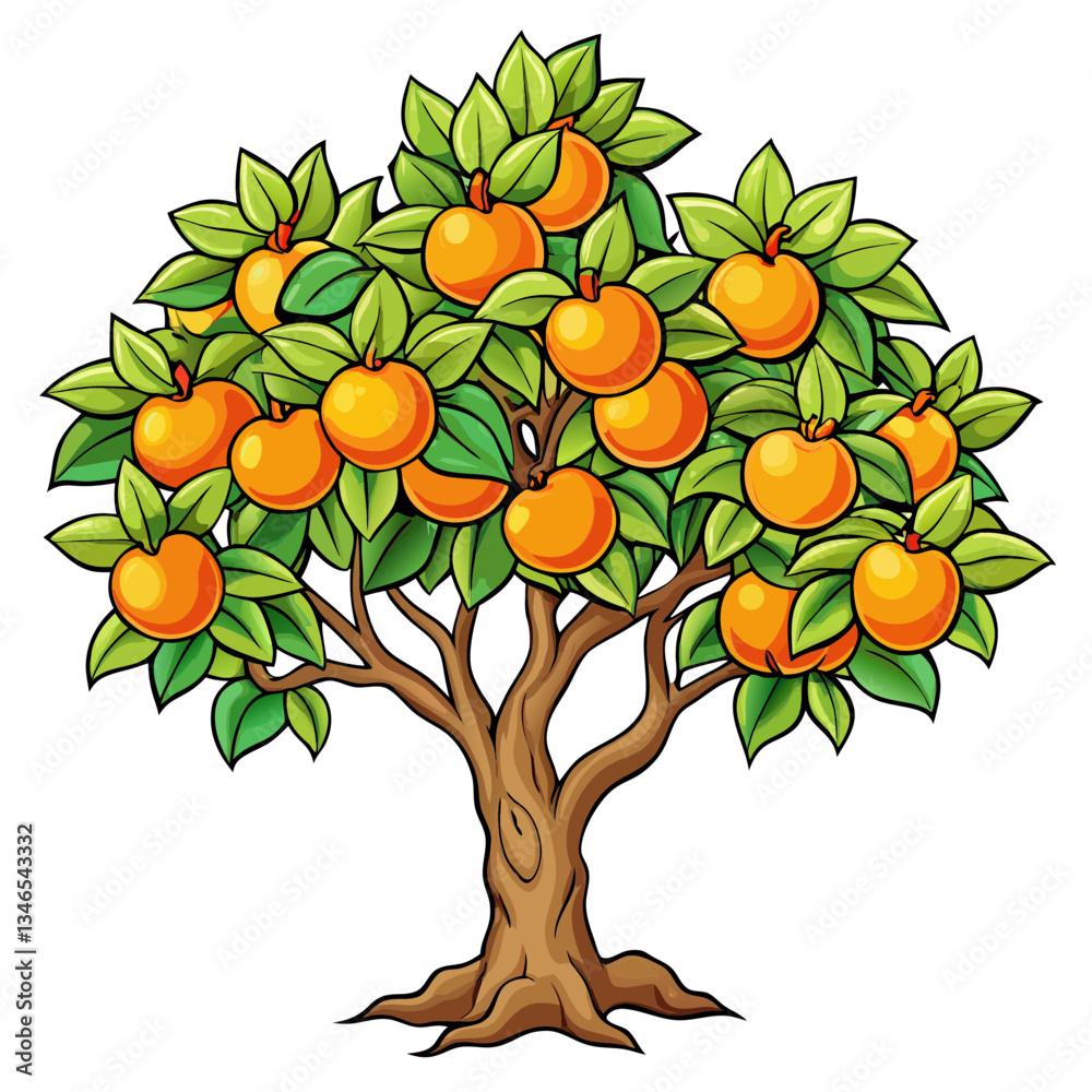 vector illustration of a peach tree