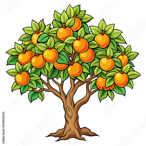 vector illustration of a peach tree