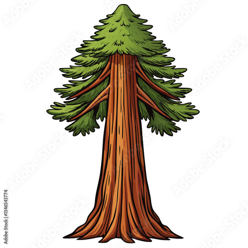vector illustration of a redwood tree