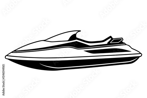 jet ski line art silhouette vector illustration