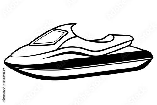 jet ski line art silhouette vector illustration
