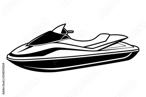 jet ski line art silhouette vector illustration