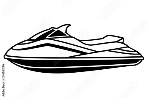 jet ski line art silhouette vector illustration