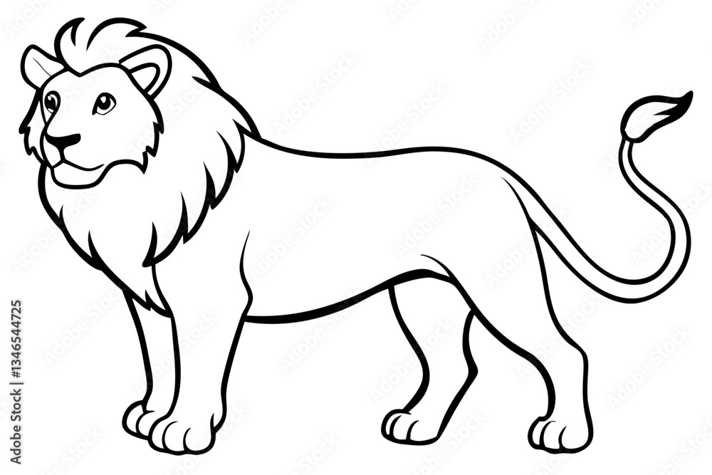 Obraz premium lion line art silhouette vector illustration