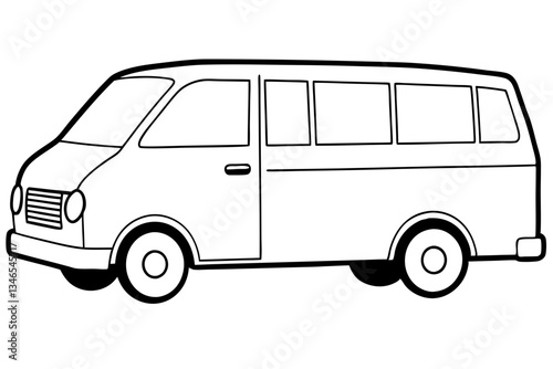 mini van line art silhouette vector illustration