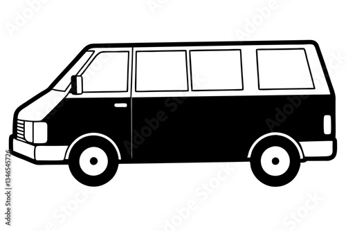 mini van line art silhouette vector illustration