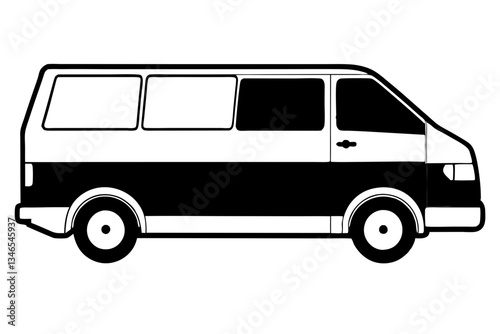 mini van line art silhouette vector illustration