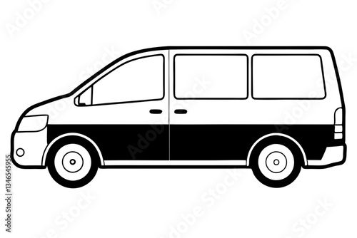 mini van line art silhouette vector illustration