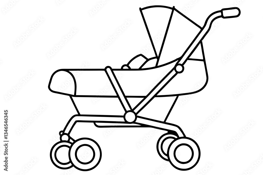 newborn baby modern stroller line art silhouette vector illustration newborn baby modern stroller line art silhouette vector illustration