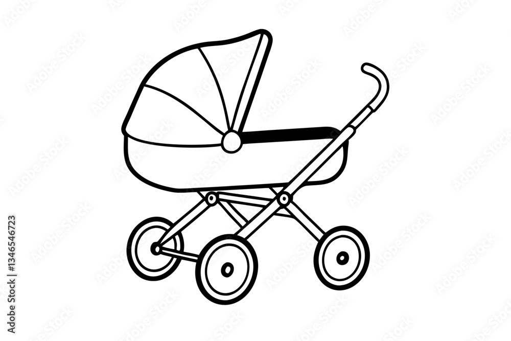 newborn baby modern stroller line art silhouette vector illustration newborn baby modern stroller line art silhouette vector illustration