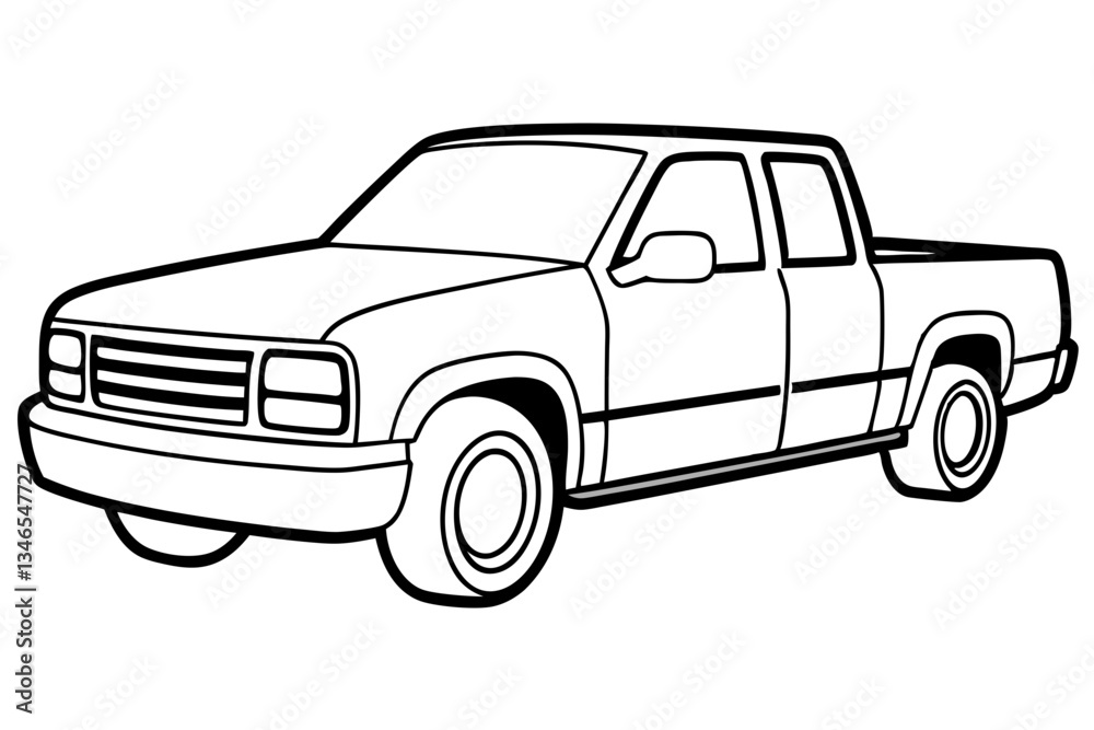 Obraz premium pickup truck line art silhouette vector illustration
