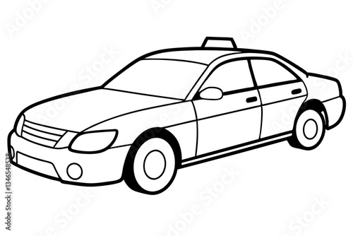 police car line art silhouette vector illustration