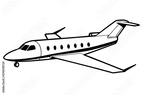 private jet line art silhouette vector illustration