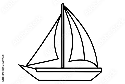 sailboat line art silhouette vector illustration