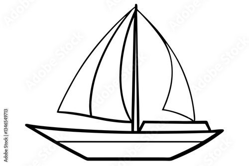sailboat line art silhouette vector illustration