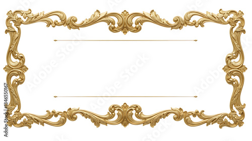 Fotografía Ornate golden frame with floral and leaf designs on a black background space