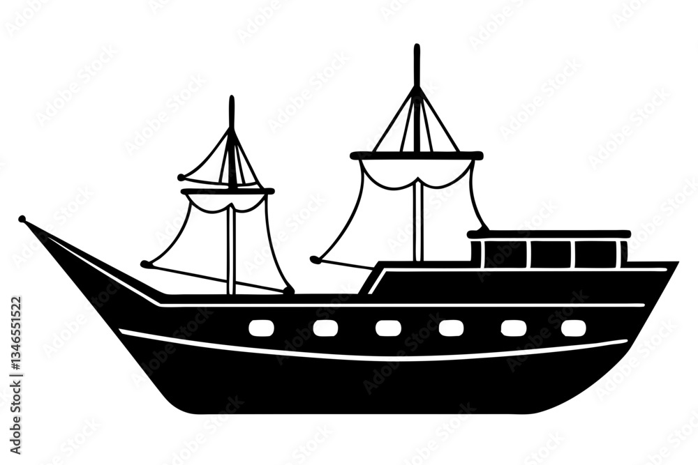 ship line art silhouette vector illustration ship line art silhouette vector illustration