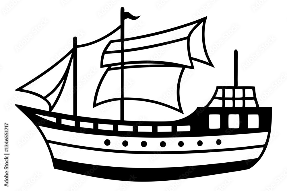 ship line art silhouette vector illustration ship line art silhouette vector illustration