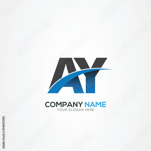 AY or YA Letter Logo Design with a Creative Cut Creative logo design