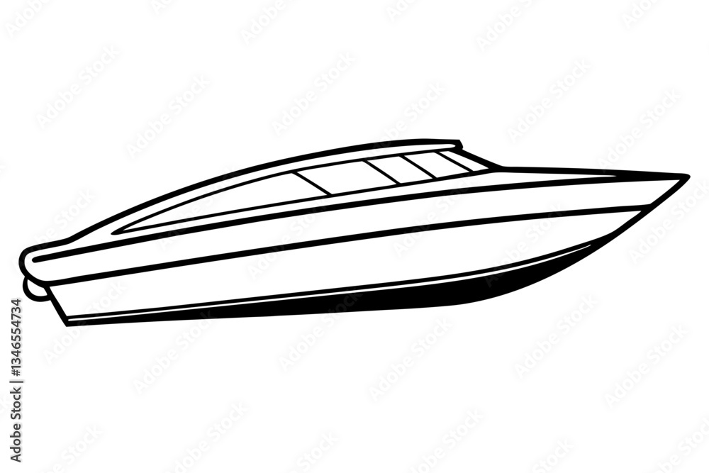 speedboat line art silhouette vector illustration speedboat line art silhouette vector illustration