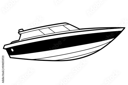 speedboat line art silhouette vector illustration