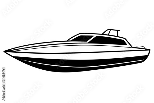 speedboat line art silhouette vector illustration