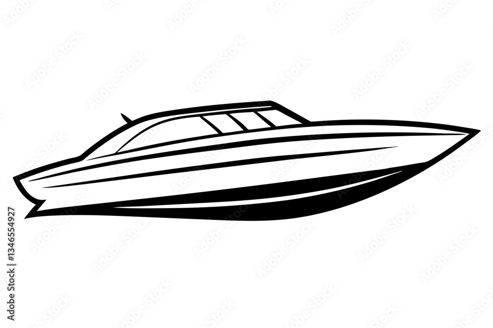 speedboat line art silhouette vector illustration speedboat line art silhouette vector illustration