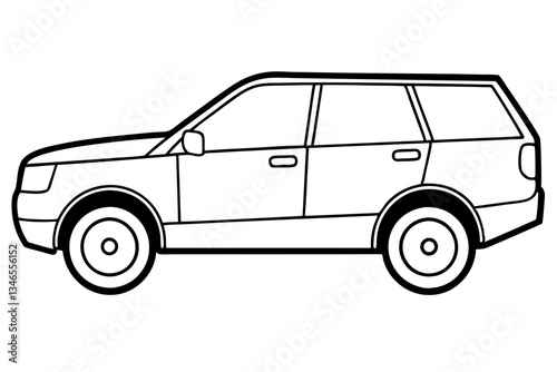 suv coupe car line art silhouette vector illustration