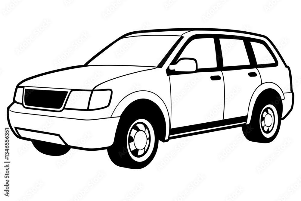 Fototapeta premium suv coupe car line art silhouette vector illustration