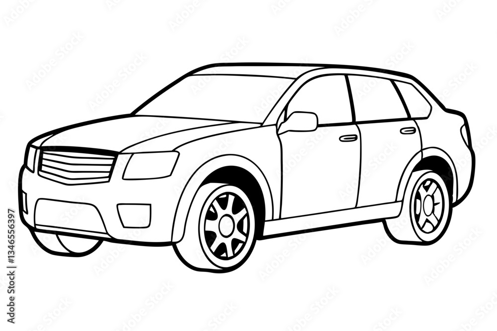 suv coupe car line art silhouette vector illustration suv coupe car line art silhouette vector illustration