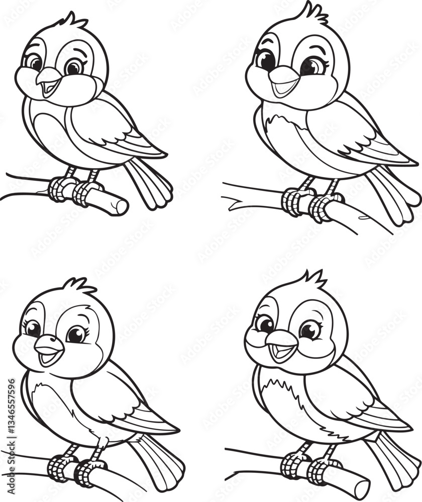 Bird silhouette line art vector image Bird silhouette line art vector image