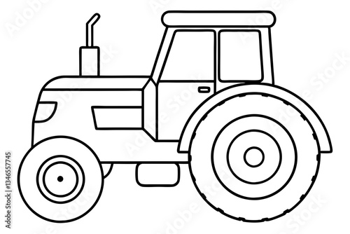 tractor line art silhouette vector illustration