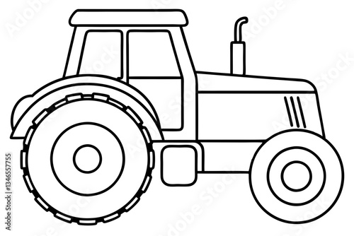 tractor line art silhouette vector illustration