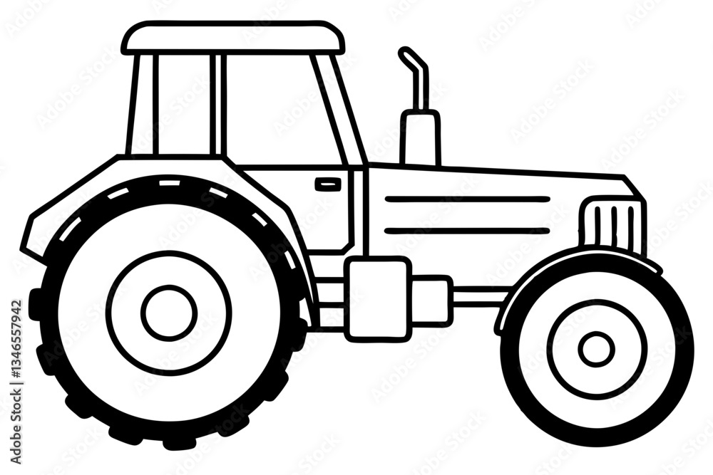 Obraz premium tractor line art silhouette vector illustration
