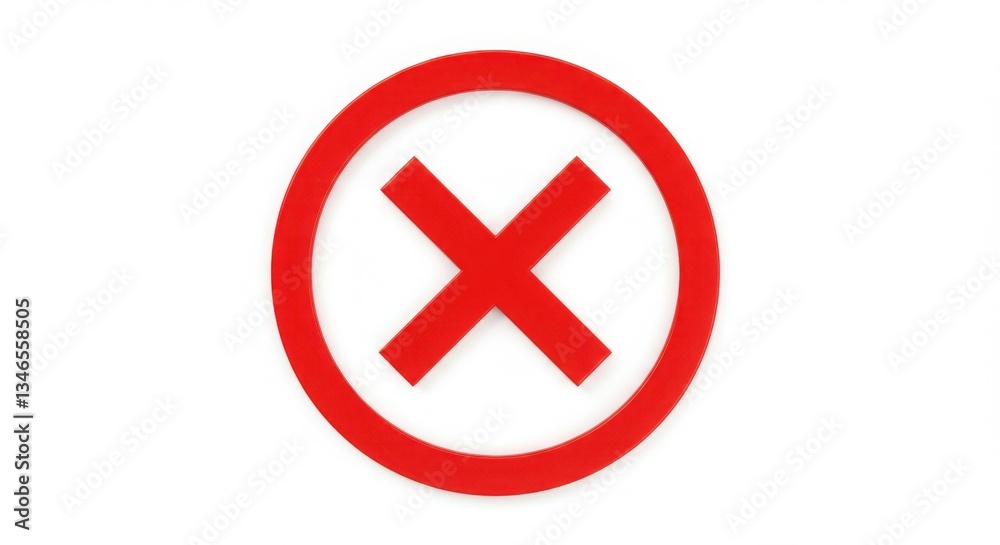 Fototapeta premium Red X Symbol in Circle: Stop Sign, Warning Icon Graphic Design Element