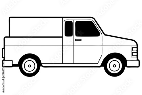 truck line art silhouette vector illustration