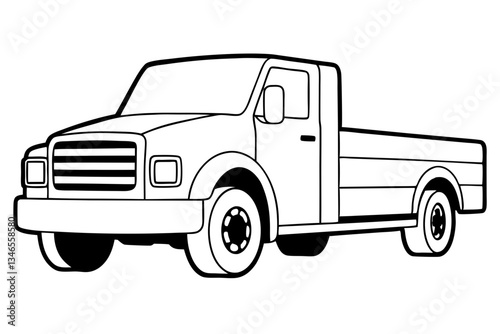truck line art silhouette vector illustration