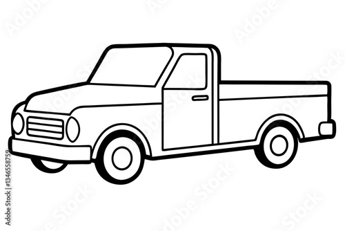 truck line art silhouette vector illustration