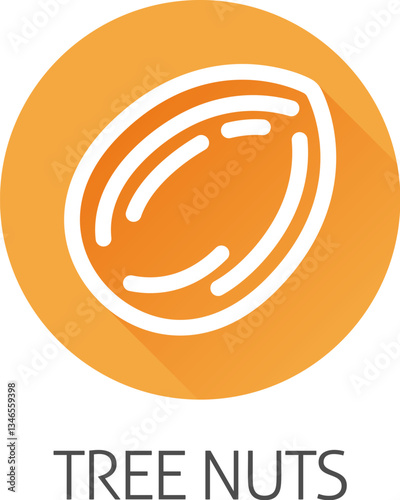A tree nut such as an almond food stylised icon concept. Possibly an icon for the allergen or allergy.