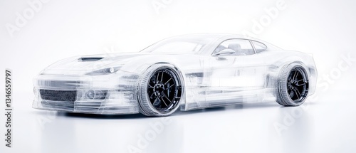 Futuristic Sports Car Wireframe Render