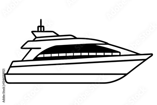 yacht line art silhouette vector illustration