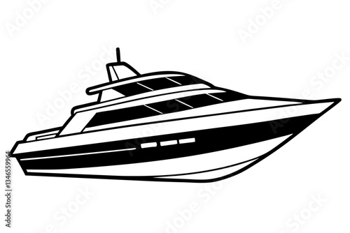 yacht line art silhouette vector illustration
